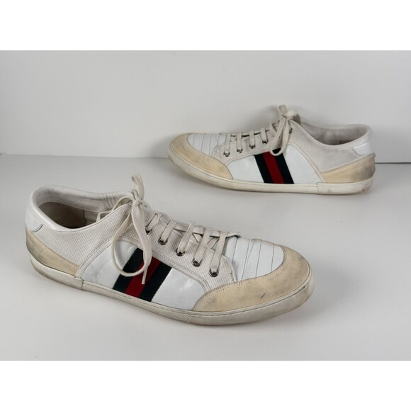 Gucci Men\'s White Leather Dapper Dan Lowtop Sneaker Size 12 G US 13